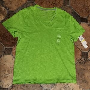 NWT CALVIN KLEIN MEN'S Bright Green V-Neck T-Shirt SIZE M.